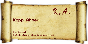 Kopp Ahmed névjegykártya